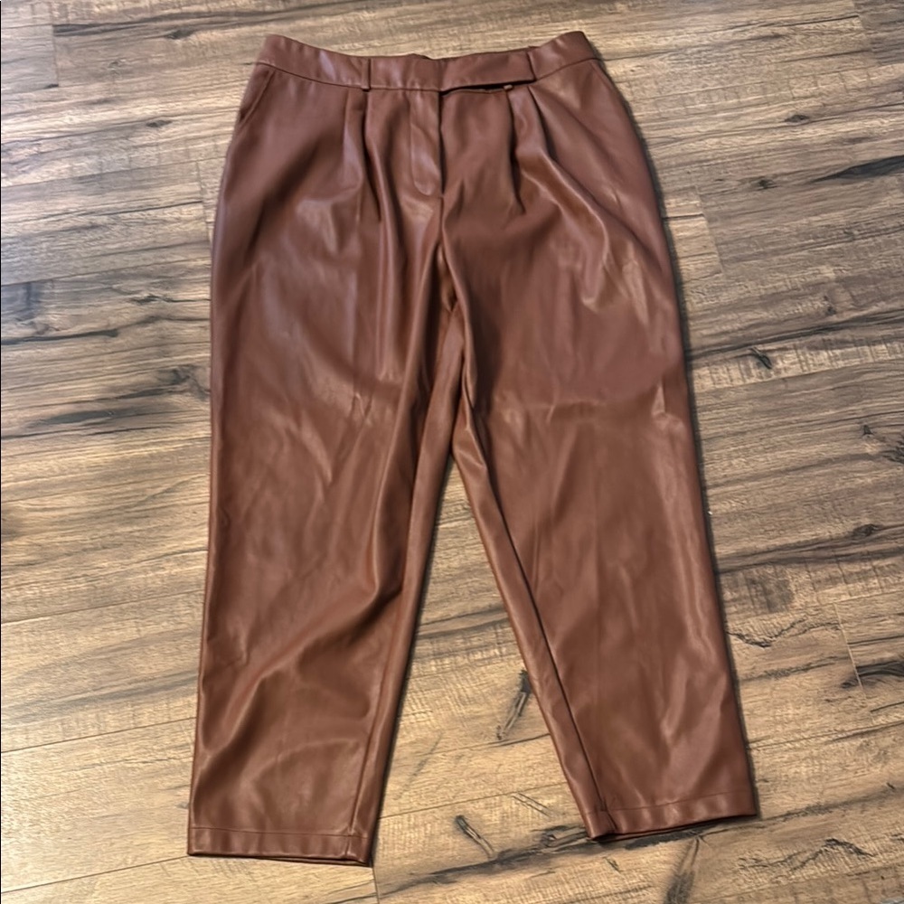 Brown Faux Leather Pants